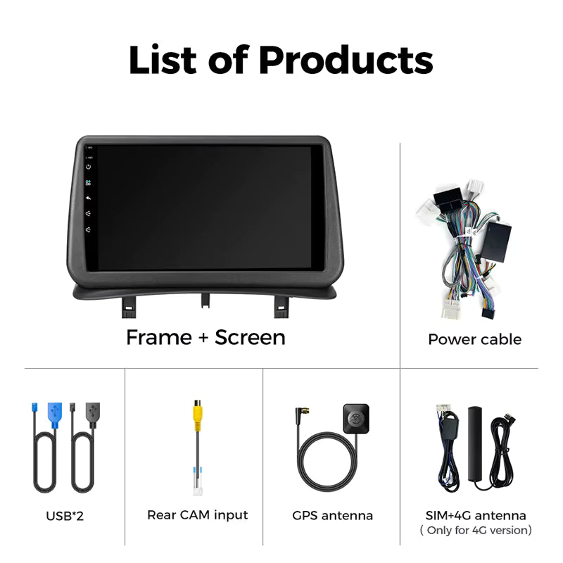 Ainavi autoradio pour Renault Clio 3 2005-2014 sans fil CarPlay Android Auto 4G lecteur multimédia Navigation GPS