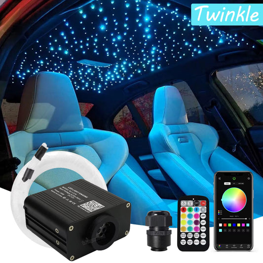 16W scintillant RGBW Fiber optique étoile plafonniers Kit application intelligente contrôle du son moteur LED pour voiture ciel étoilé